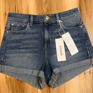 $69 New Guess Los Angeles Claudia High Waist Rise Shorts Jeans Denim Dark Wash